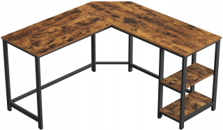 Rohový písací stôl Songmics Vasagle 138 x 138 x 76 cm hnedé odtiene